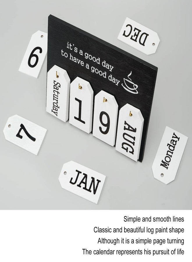 Notakia Perpetual Flip Calendar Wooden Desk Calendar - Vintage Date Blocks for Desk, with Month & Day Display, Wooden Block Calendar for Home Office Accessories (Flip Black) - Image 3